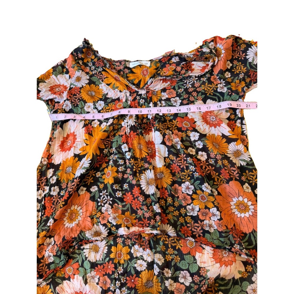Natural Life Womens S/M Floral Cotton Long Sleeve Scoop Neck Boho Top - Picture 7 of 7